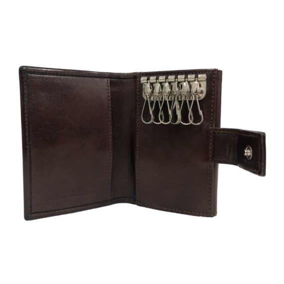 Chaveiro c/ Porta-Moedas em Pele F. ANTUNES Castanho | Ref. 183.150C