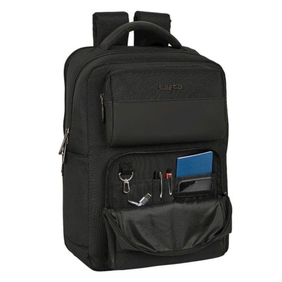 Mochila para Computador 15.6” USB c/ 2 Bolsos Frontais Safta BUSINESS Preta | Ref. 248.642200377