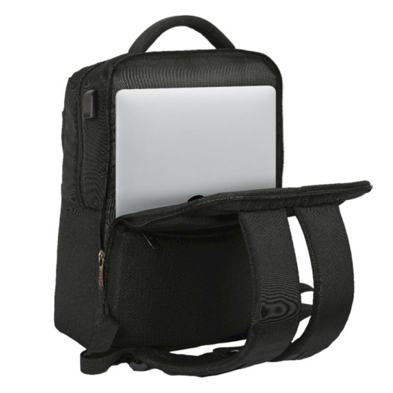 Mochila para Computador 15.6” USB c/ 2 Bolsos Frontais Safta BUSINESS Preta | Ref. 248.642200377