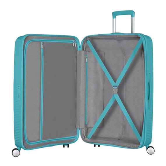 American Tourister Mala de Viagem Grande 77cm 4R Exp. SOUNDBOX Turquesa | Ref. 9232G00361