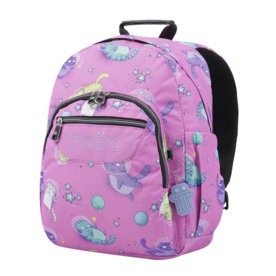 Mochila Escolar Gatos Astronautas 44Cm Acuareles TOTTO 9I9 Rosa | Ref. 330.MA04ECO00109I9