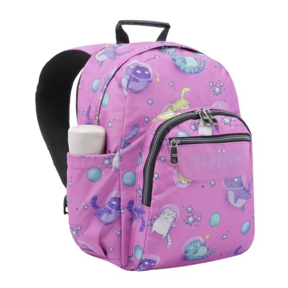 Mochila Escolar Gatos Astronautas 44Cm Acuareles TOTTO 9I9 Rosa | Ref. 330.MA04ECO00109I9