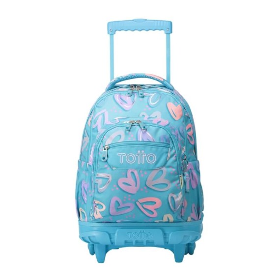 Mochila Escolar Compacta c/ Rodas Renglones Totto 6JT Turquesa | Ref. 330.MA03ECO006P6JT