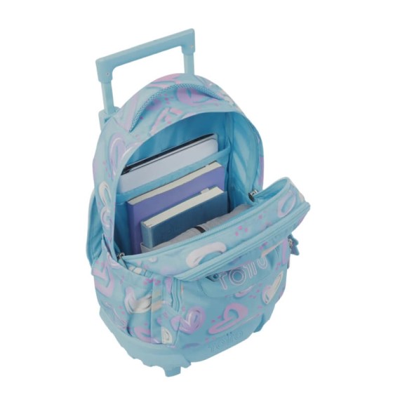 Mochila Escolar Compacta c/ Rodas Resma Totto 6JT Turquesa | Ref. 330.MA03ECO005V6JT