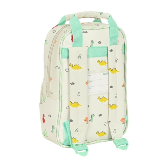Mochila Pré-Escolar 28cm c/ Pegas Safta DINOSSAUROS Bege | Ref. 248.642392765 Mochila Pré-Escolar 28cm c/ Pegas Safta DINOSSAUROS Bege | Ref. 248.642392765