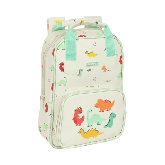 Mochila Pré-Escolar 28cm c/ Pegas Safta DINOSSAUROS Bege | Ref. 248.642392765 Mochila Pré-Escolar 28cm c/ Pegas Safta DINOSSAUROS Bege | Ref. 248.642392765