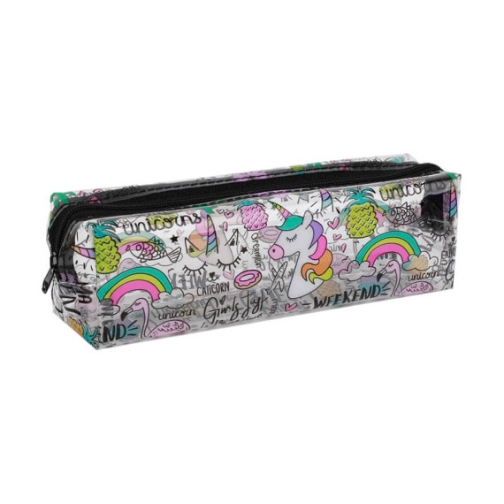 Estojo Escolar iTotal UNICÓRNIO Tranparente | Ref. 343.XL1657