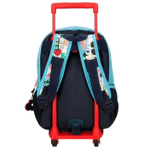 Mochila Pré-Escolar Adap. 32cm c/ Carro Mickey BE COOL Azul | Ref. 186.27822T1