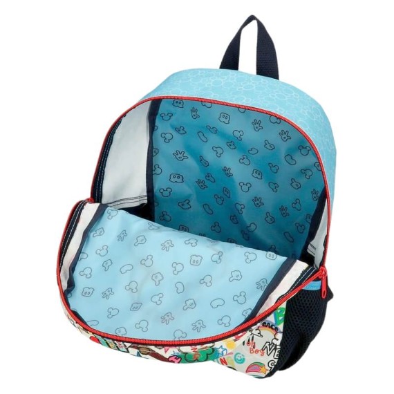 Mochila Pré-Escolar Adap. 32cm c/ Carro Mickey BE COOL Azul | Ref. 186.27822T1