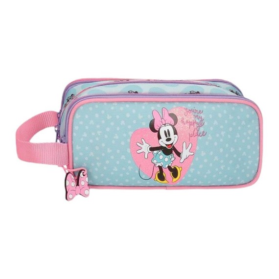 Estojo Escolar Três Compartimentos Minnie MY HAPPY PLACE Azul/Rosa | Ref. 186.2794721
