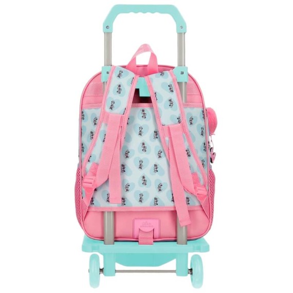 Mochila Escolar Adap. 38cm c/ Carro Minnie MY HAPPY PLACE Azul/Rosa | Ref. 186.27923T1