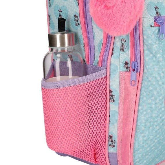 Mochila Escolar Adap. 38cm c/ Carro Minnie MY HAPPY PLACE Azul/Rosa | Ref. 186.27923T1