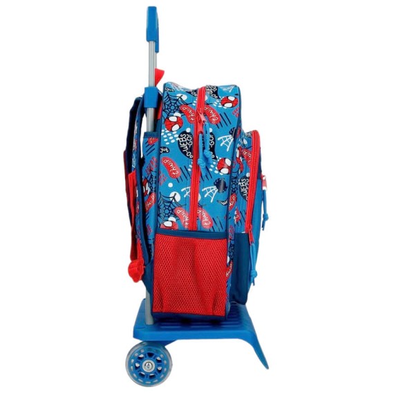 Mochila Escolar Adap. 38cm c/ Carro Spidey GO WEBS GO Azul | Ref. 186.28223T1