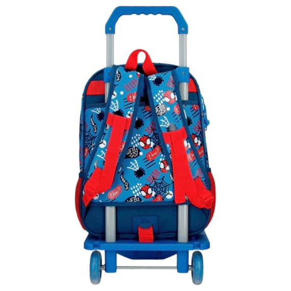Mochila Escolar Adap. 38cm c/ Carro Spidey GO WEBS GO Azul | Ref. 186.28223T1