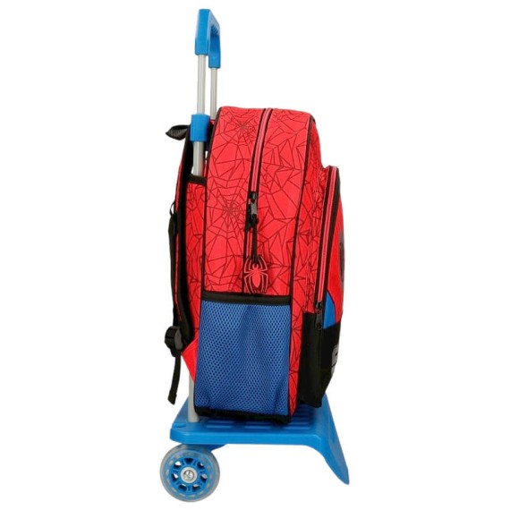 Mochila Escolar Adap. 38cm c/ Carro Spiderman PROTECTOR Vermelha | Ref. 186.28323T1