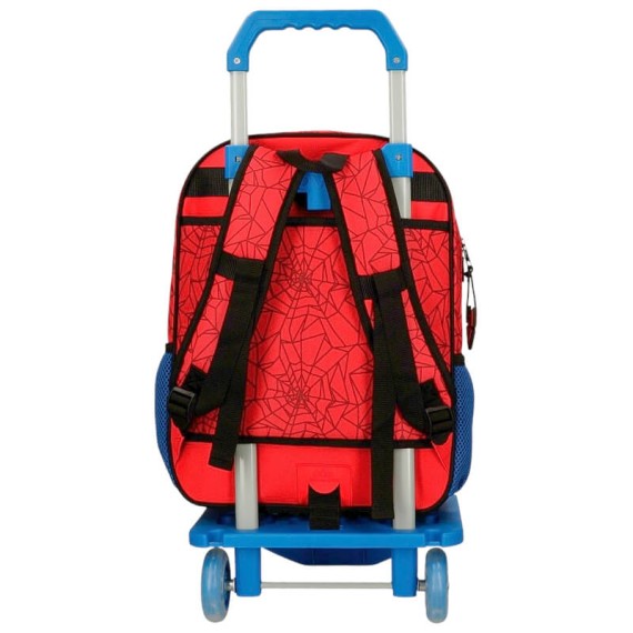 Mochila Escolar Adap. 38cm c/ Carro Spiderman PROTECTOR Vermelha | Ref. 186.28323T1