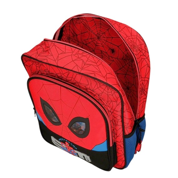 Mochila Escolar Adap. 38cm c/ Carro Spiderman PROTECTOR Vermelha | Ref. 186.28323T1