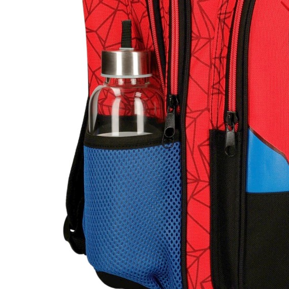 Mochila Pré-Escolar Adap. 25cm c/ Carro Spiderman PROTECTOR Vermelha | Ref. 186.28320T1