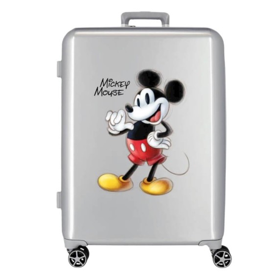 Mala de Viagem / Trolley Grande 70cm 4R Exp. Disney 100 JOYFUL Mickey Prateada | Ref. 186.3649421