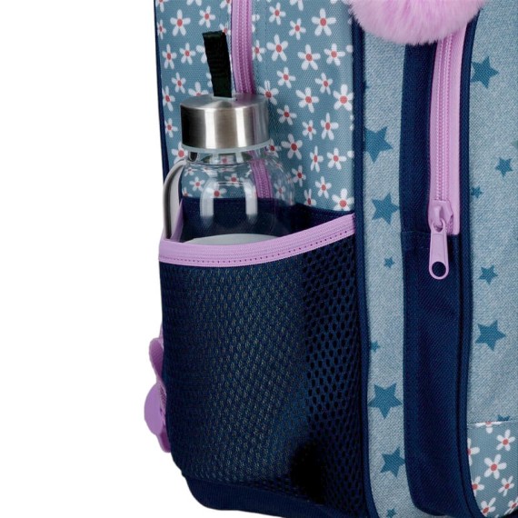 Mochila Escolar Adap. 40cm c/ Carro Minnie STYLE Azul Ganga | Ref. 186.49823T1