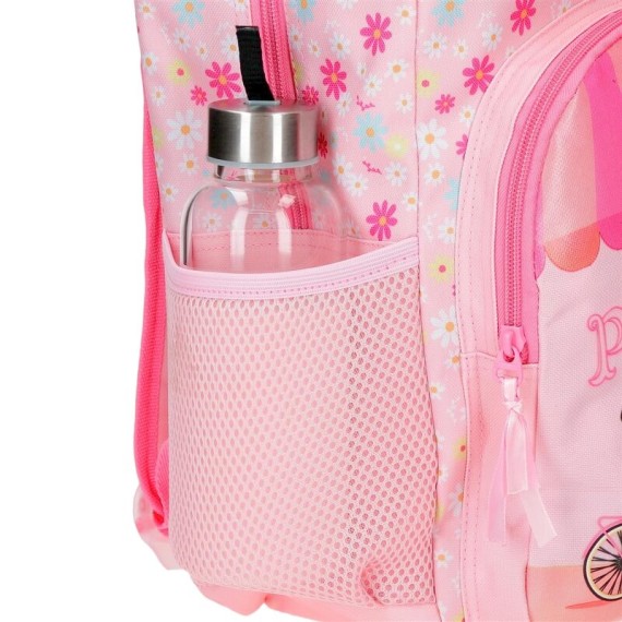 Mochila Escolar Adap. 40cm c/ Carro Roll Road COFFEE SHOP Rosa | Ref. 186.48422T1