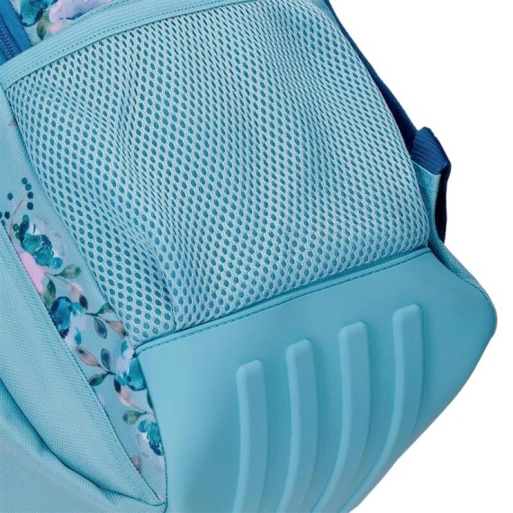 Mochila Escolar Adap. 46cm 2C c/ Carro Movom WILD FLOWERS Azul | Ref. 186.27526T1
