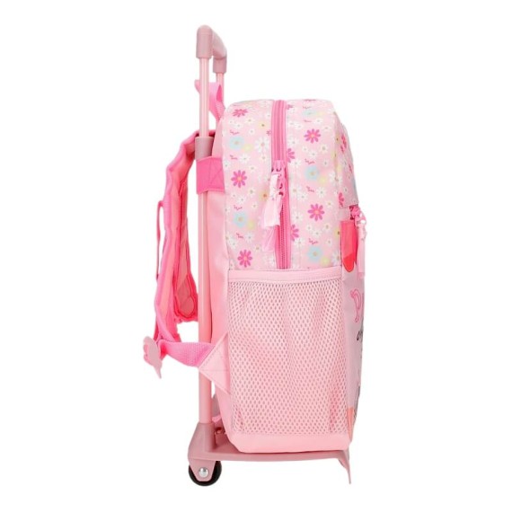 Mochila Pré-Escolar Adap. 33cm c/ Carro Roll Road COFFEE SHOP Rosa | Ref. 186.48421T1