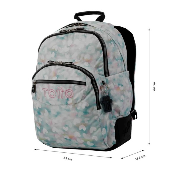 Mochila Escolar Corações 44Cm Rayol Totto Pastel | Ref. 330.MA04ECO002N4HX