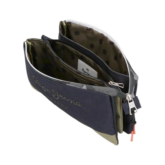 Estojo Escolar Triplo Pepe Jeans CROMWELL Azul Escuro | Ref. 186.6774321