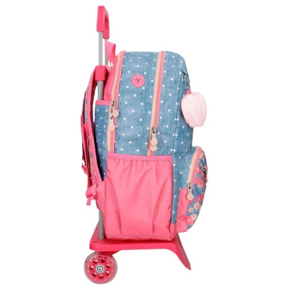 Mochila Escolar Adap. 42cm 2C c/ Carro Enso LITTLE DREAMS Azul | Ref. 186.94926T1