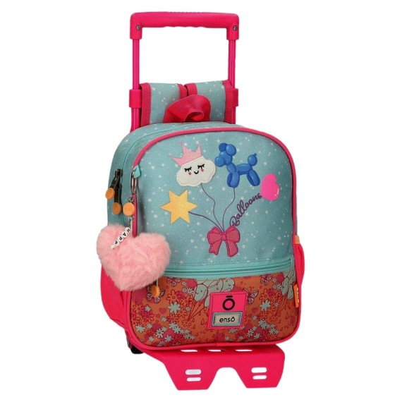 Mochila Pré-Escolar Adap. 25cm c/ Carro Enso BALLOONS Turquesa | Ref. 186.95521T1