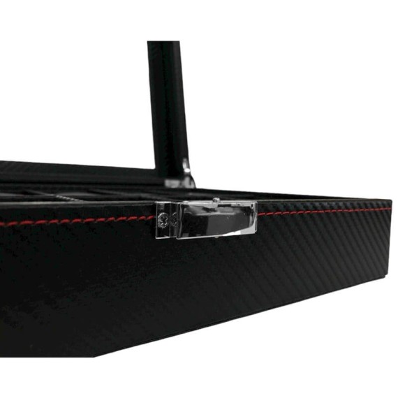 Caixa Protectora para 10 Relógios Retangular c/ Janela Preto/Vermelho | Ref. 338.10RJPV