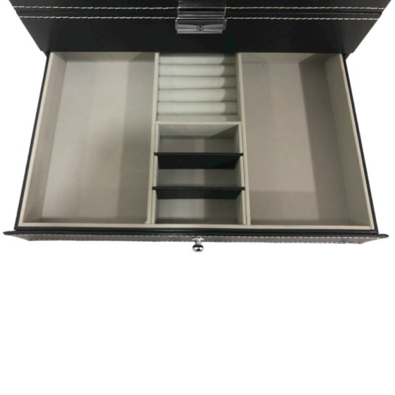 Caixa Protectora para 12 Relógios c/ Guarda Jóias Preta | Ref. 338.12RJP