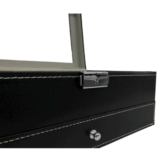 Caixa Protectora para 12 Relógios c/ Guarda Jóias Preta | Ref. 338.12RJP