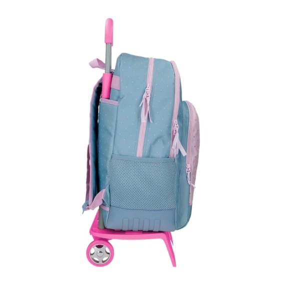 Mochila Escolar Adap. 44Cm 2C c/ Carro Roll Road PEACE Azul | Ref. 186.48626T1