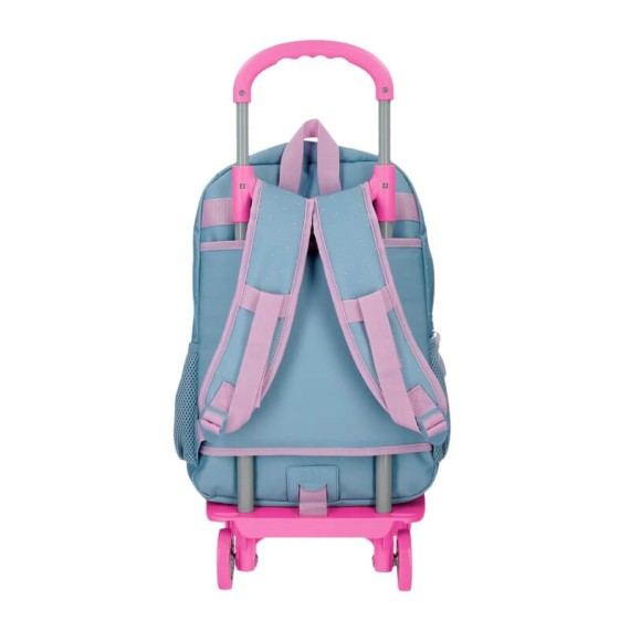 Mochila Escolar Adap. 44Cm 2C c/ Carro Roll Road PEACE Azul | Ref. 186.48626T1