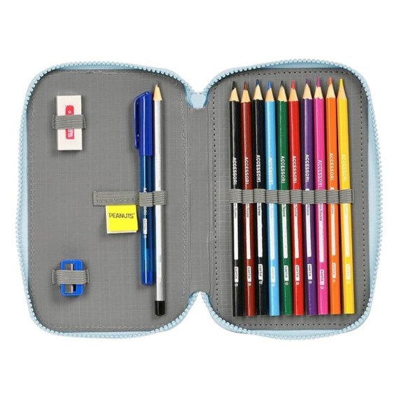 Estojo Escolar Duplo 28 Peças Snoopy IMAGINE Turquesa | Ref. 248.412339854