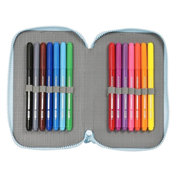 Estojo Escolar Duplo 28 Peças Snoopy IMAGINE Turquesa | Ref. 248.412339854