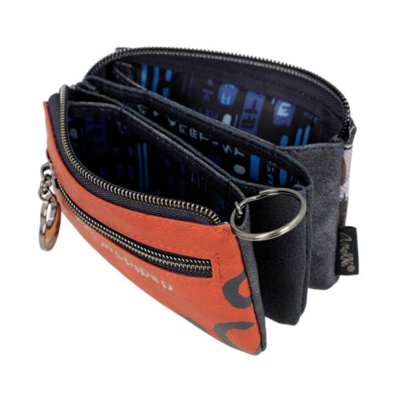 Anekke Porta-Moedas Triplo KYOMU Azul Marinho | Ref. 280.37819-010