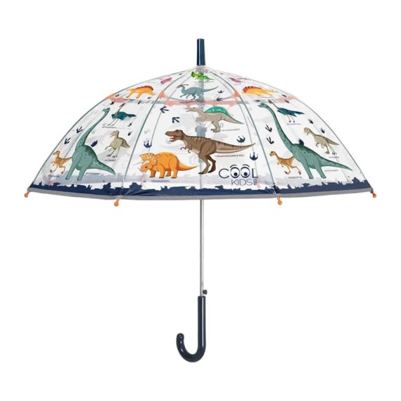 Guarda-Chuvas Comprido Infantil Aut. 45/8 74cm Dinossauros Transparente | Ref. 319.15630 Guarda-Chuvas Comprido Infantil Aut. 45/8 74cm Dinossauros Transparente | Ref. 319.15630
