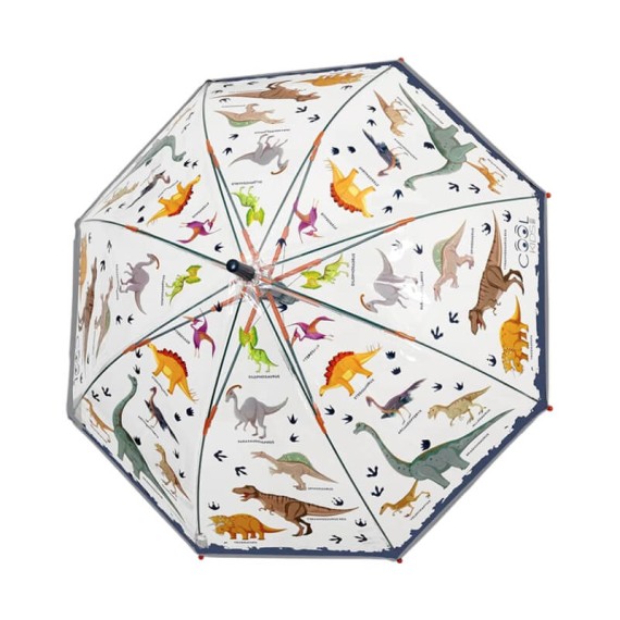 Guarda-Chuvas Comprido Infantil Aut. 45/8 74cm Dinossauros Transparente | Ref. 319.15630 Guarda-Chuvas Comprido Infantil Aut. 45/8 74cm Dinossauros Transparente | Ref. 319.15630