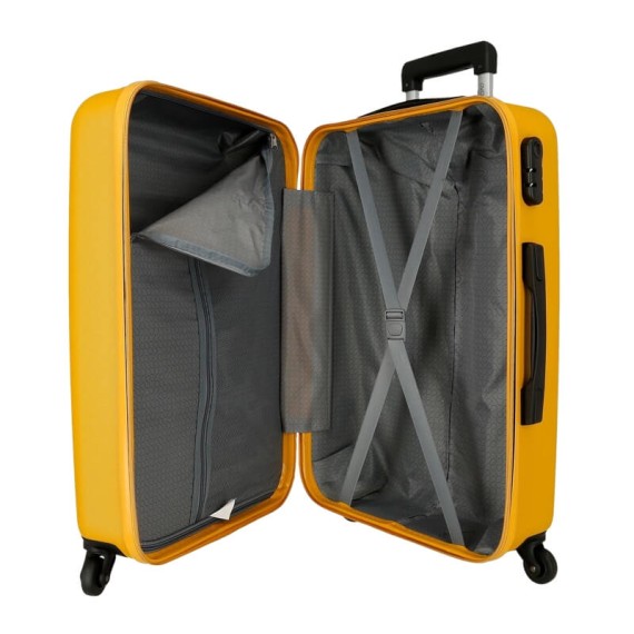 Mala de Viagem / Trolley Médio 65cm 4R ROLL ROAD Flex Amarela | Ref. 186.584946DB