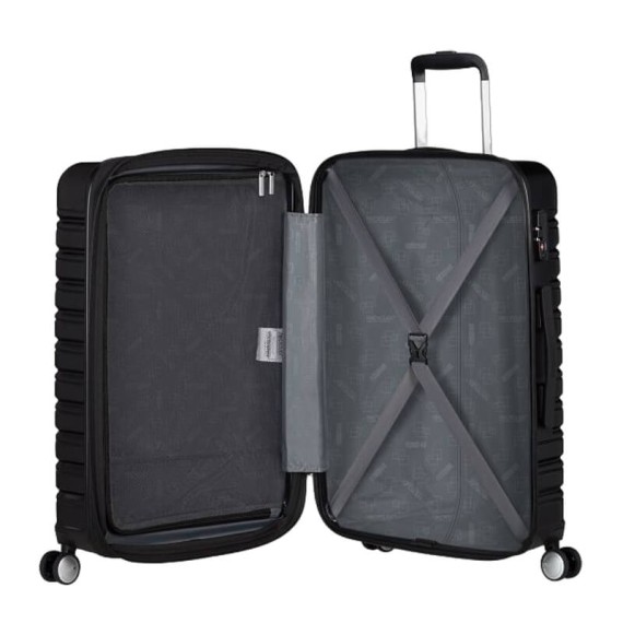 AMERICAN TOURISTER Mala de Viagem Média 67cm 4R Exp. Flashline Preta | Ref. 92ME800209