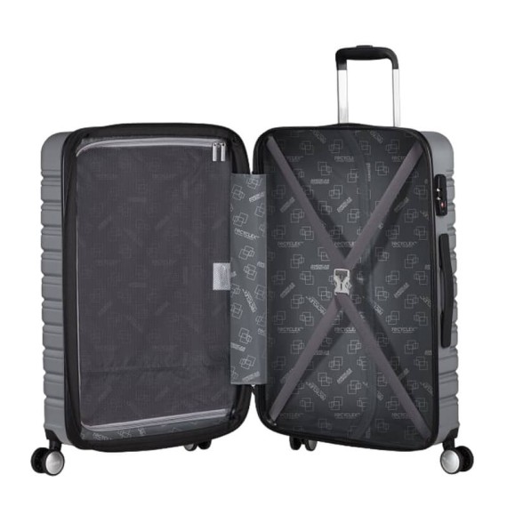 AMERICAN TOURISTER Mala de Viagem Média 67cm 4R Exp. Flashline Prata | Ref. 92ME800225