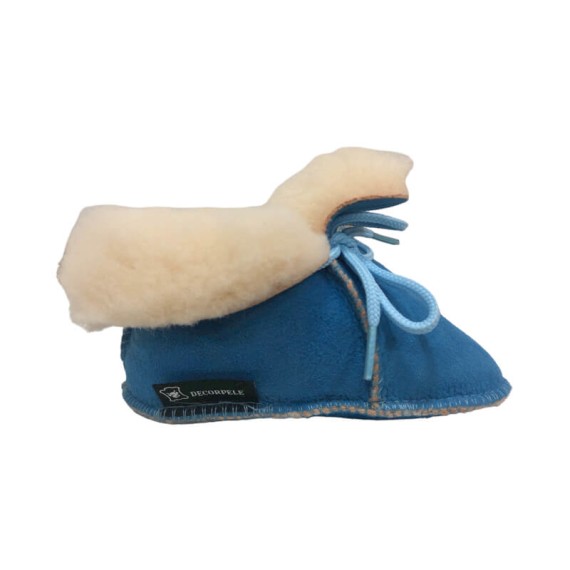 Pantufas de Bebé em Pele de Ovelha N.º 19 Decorpele Azul | Ref. 180.3-19A