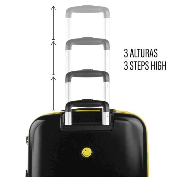 Mala de Viagem / Trolley Grande 78cm 4 Rodas Smiley Originals Amarelo/Preto | Ref. 237.18017002