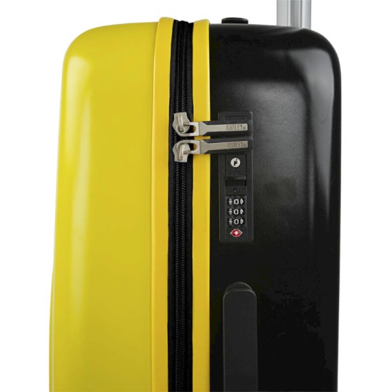 Mala de Viagem / Trolley Grande 78cm 4 Rodas Smiley Originals Amarelo/Preto | Ref. 237.18017002