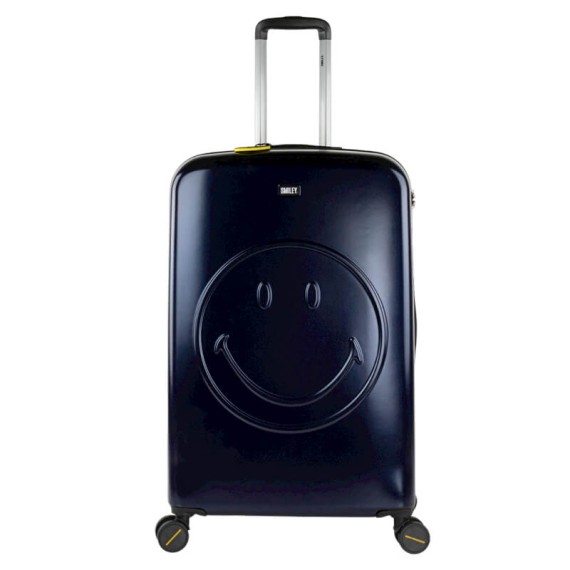 Mala de Viagem / Trolley Grande 78cm 4 Rodas Smiley Originals Azul/Preto | Ref. 237.18017001