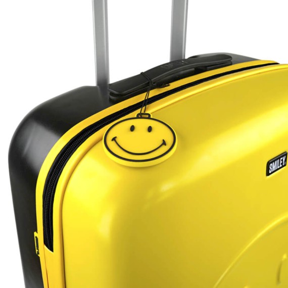 Mala de Viagem / Trolley Médio 68cm 4 Rodas Smiley Originals Amarelo/Preto | Ref. 237.18016002