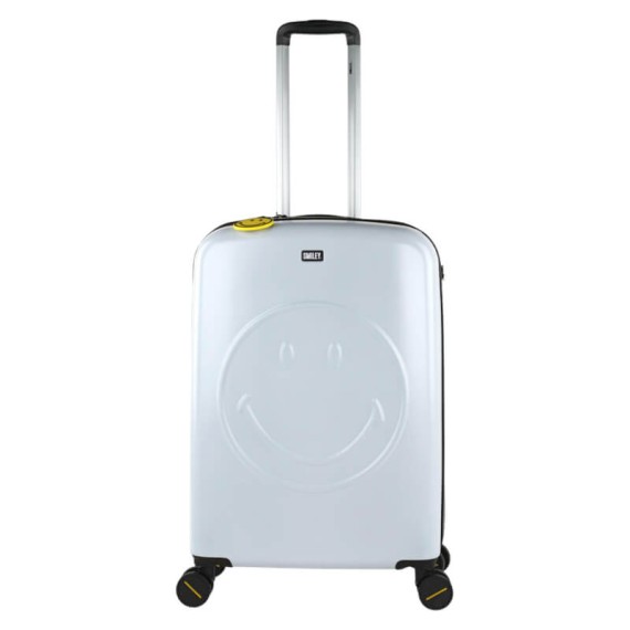 Mala de Viagem / Trolley Médio 68cm 4 Rodas Smiley Originals Branco/Preto | Ref. 237.18016003 Mala de Viagem / Trolley Médio 68cm 4 Rodas Smiley Originals Branco/Preto | Ref. 237.18016003